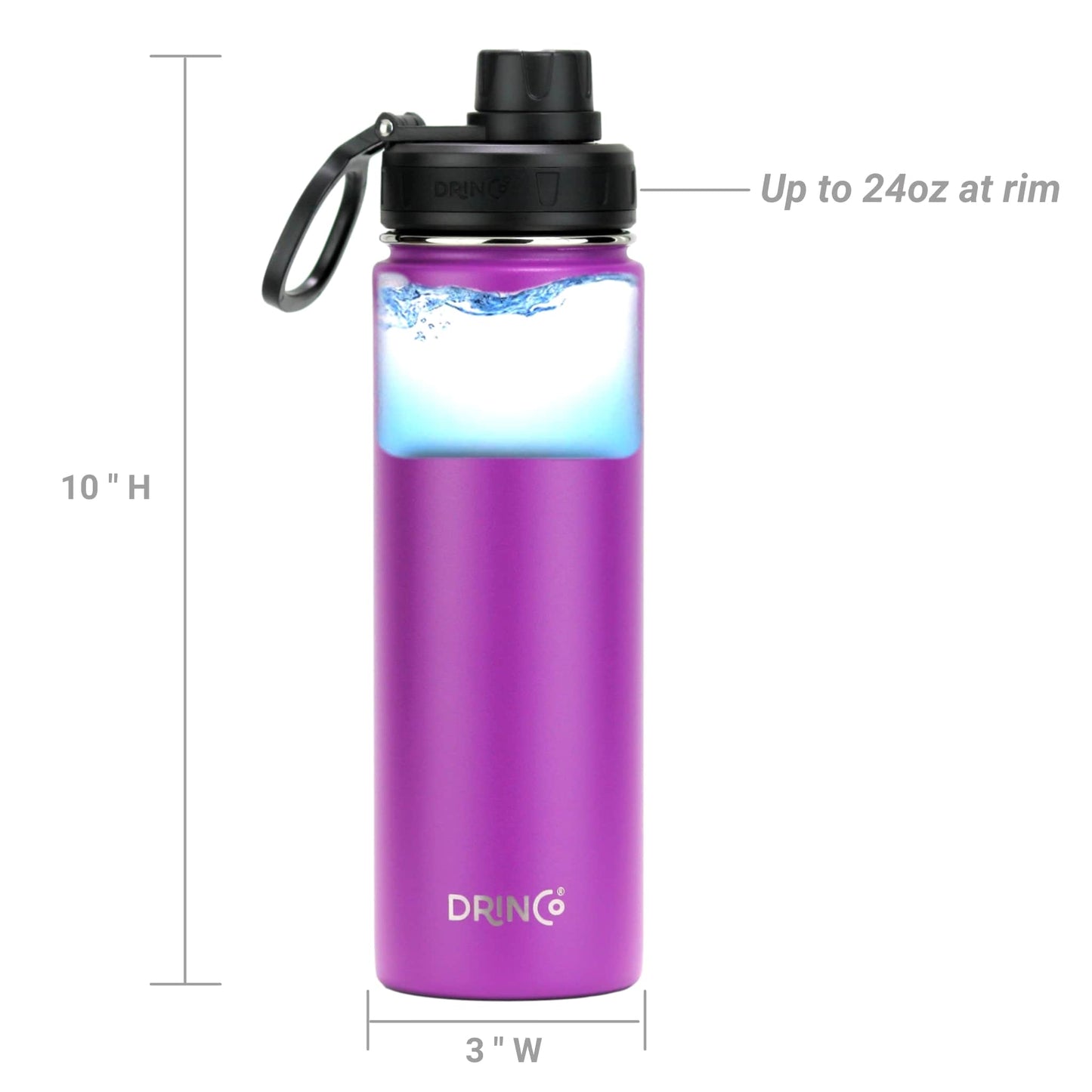 DRINCO® 22oz Stainless Steel Sport Water Bottle - Deep Purple