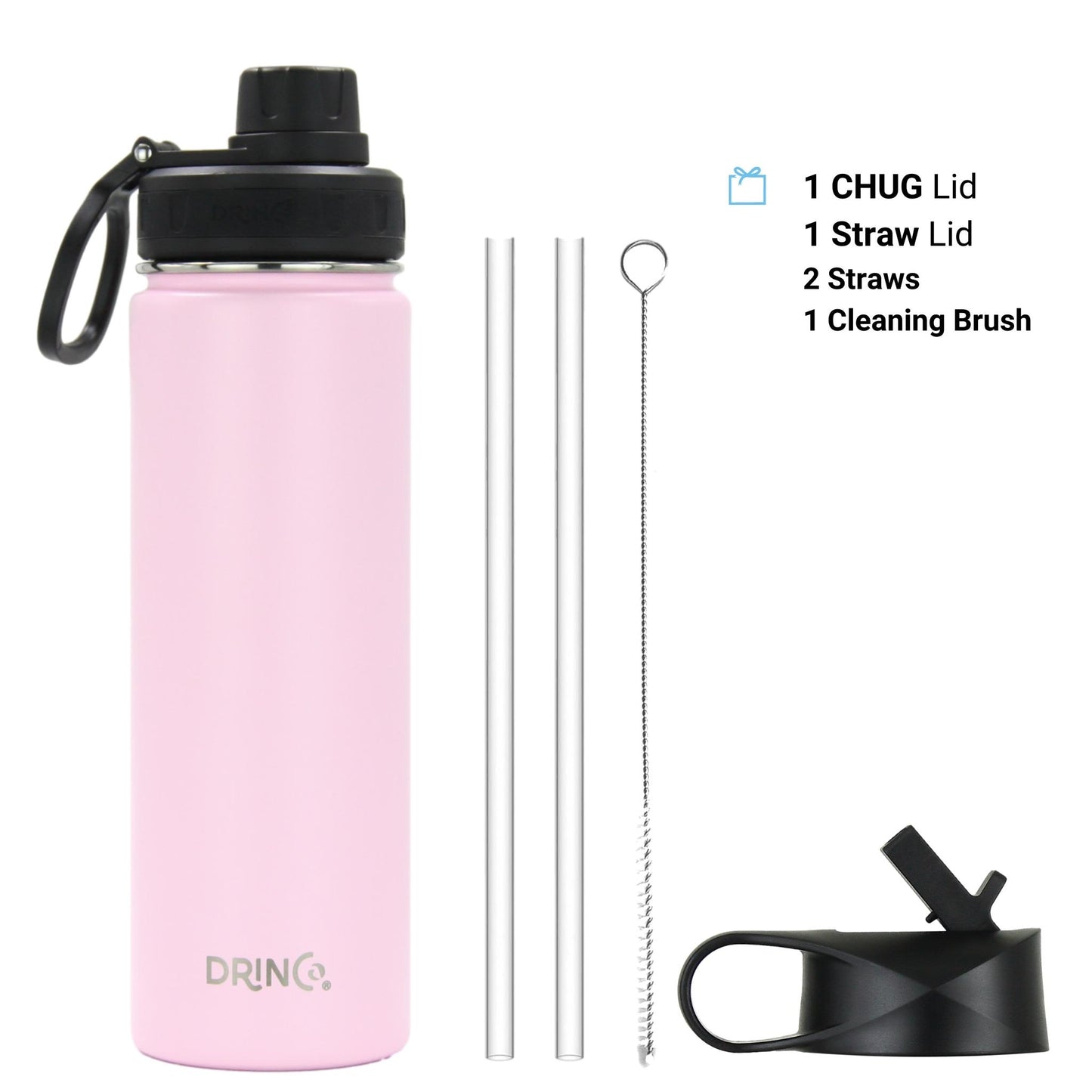 DRINCO® 22oz Stainless Steel Sport Water Bottle - Flamingo Pink