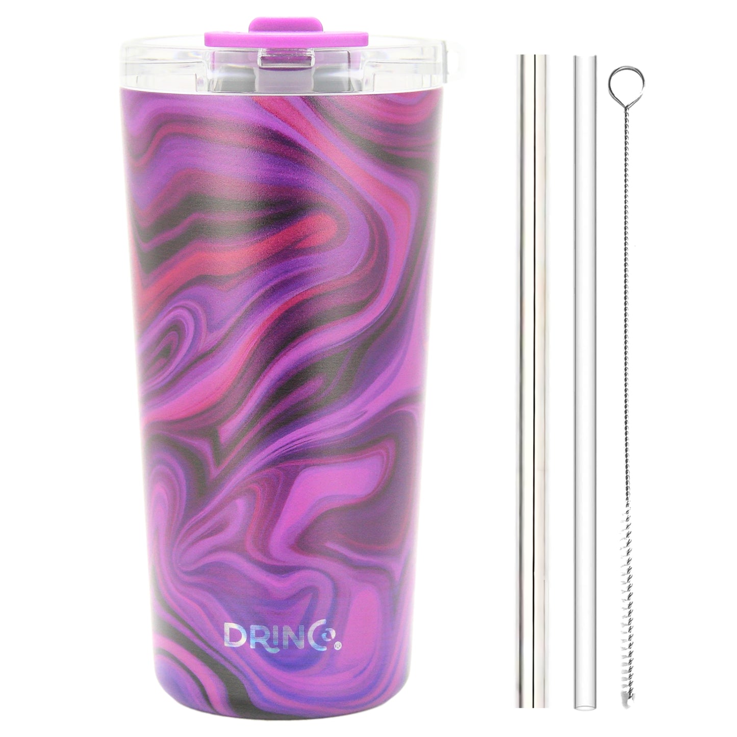 DRINCO® Seattle 20oz Insulated Tumbler Leakproof w/straw-Purple Swirl