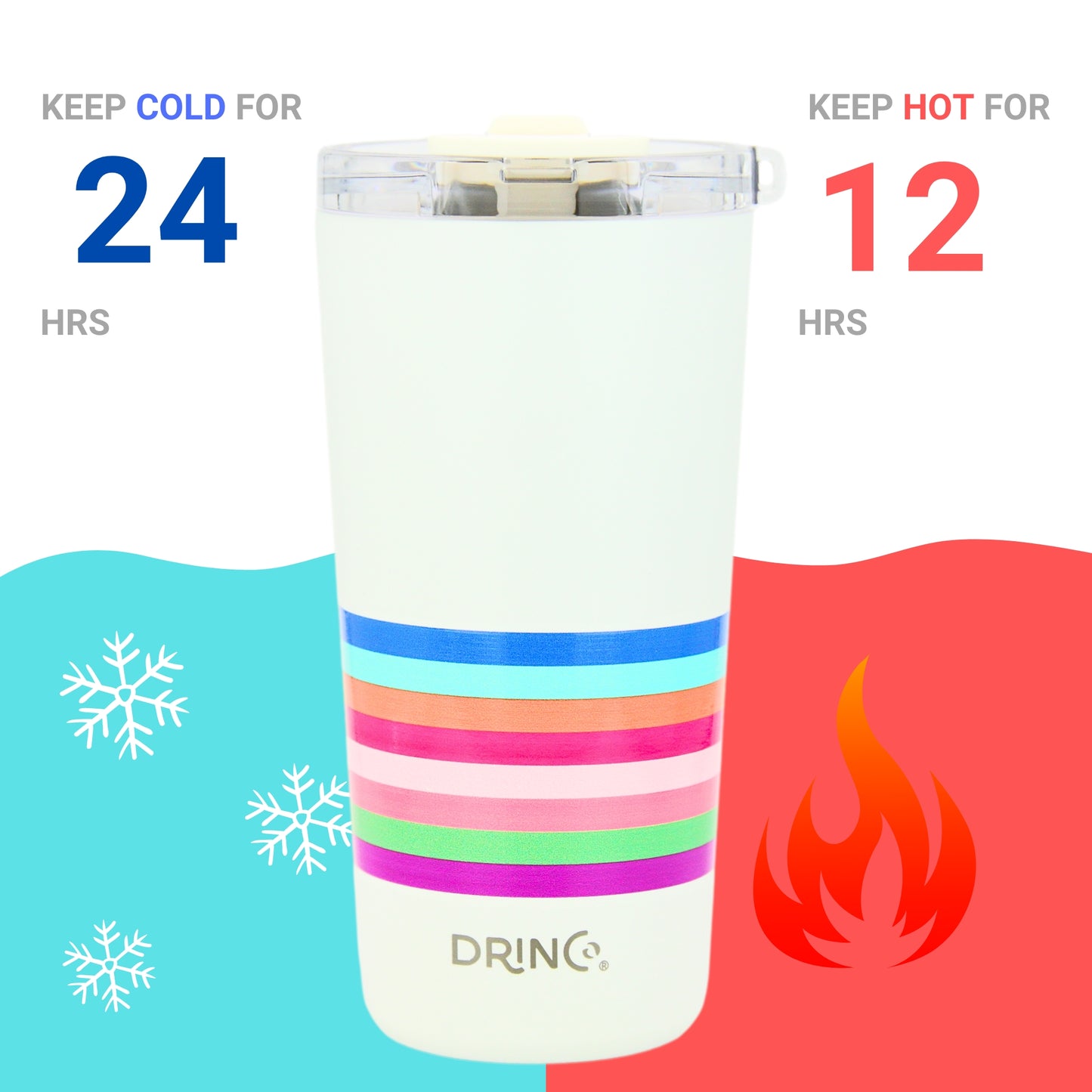 DRINCO® Seattle 20oz Insulated Tumbler Leakproof w/straw-Stripe