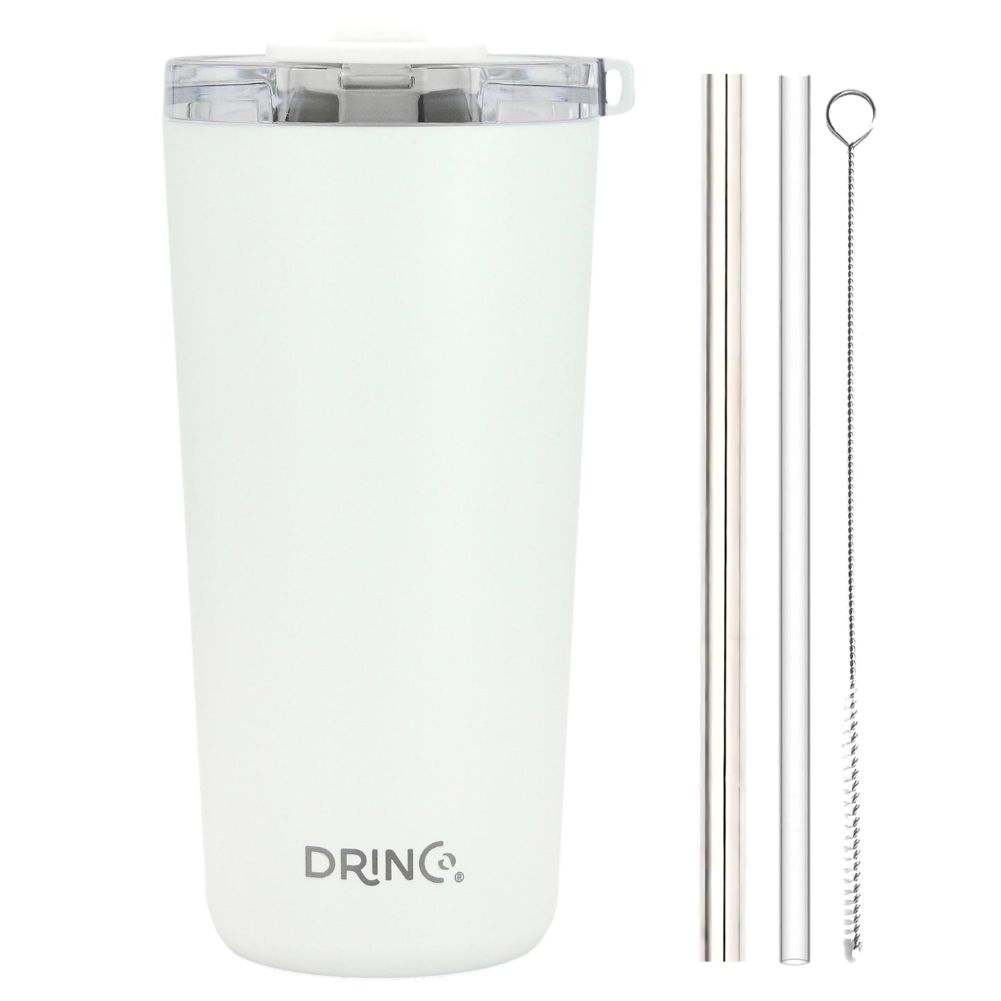 DRINCO® Seattle 20oz Insulated Tumbler Spill Proof Lid w/straw-White