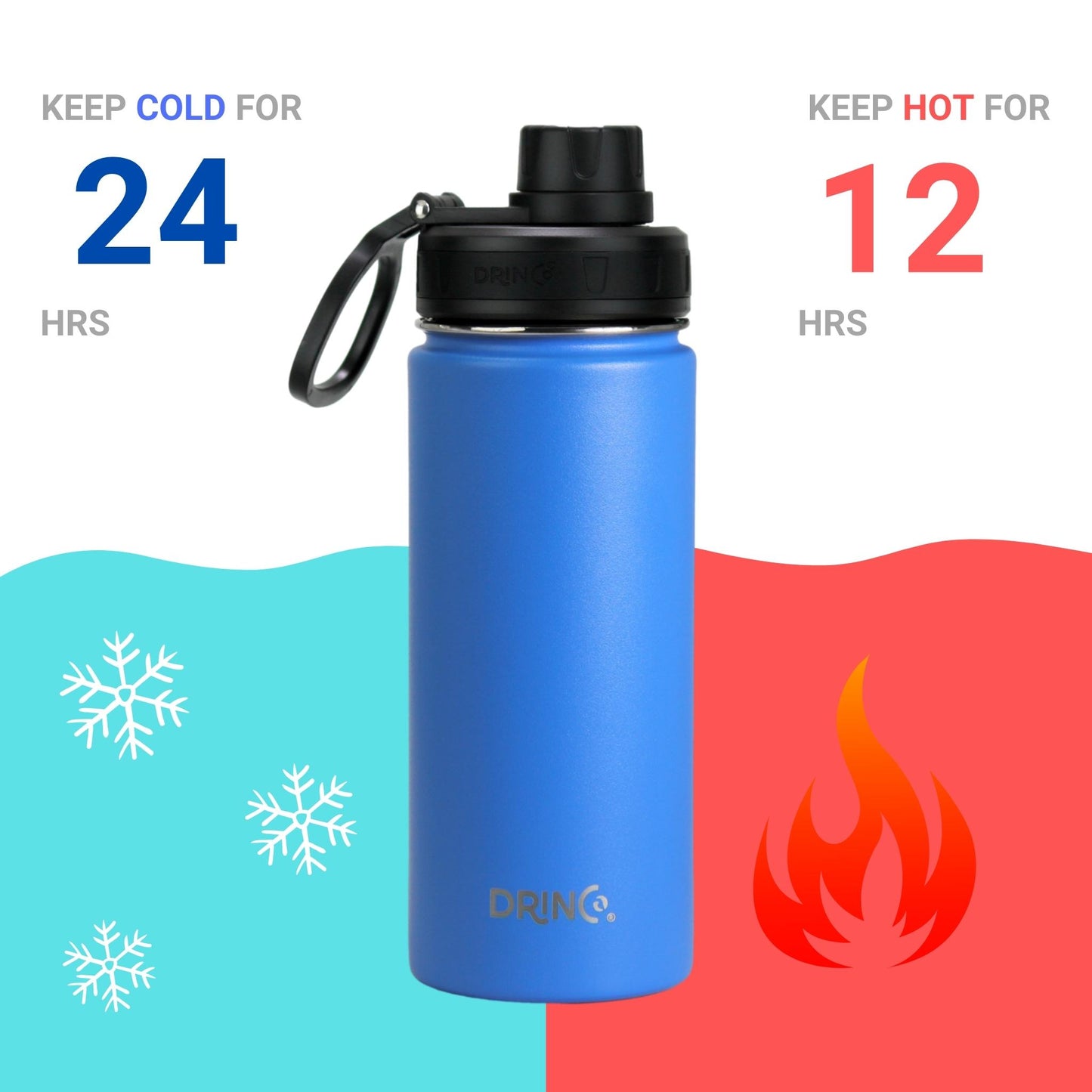 DRINCO® 18oz Stainless Steel Sport Water Bottle - Royal Blue