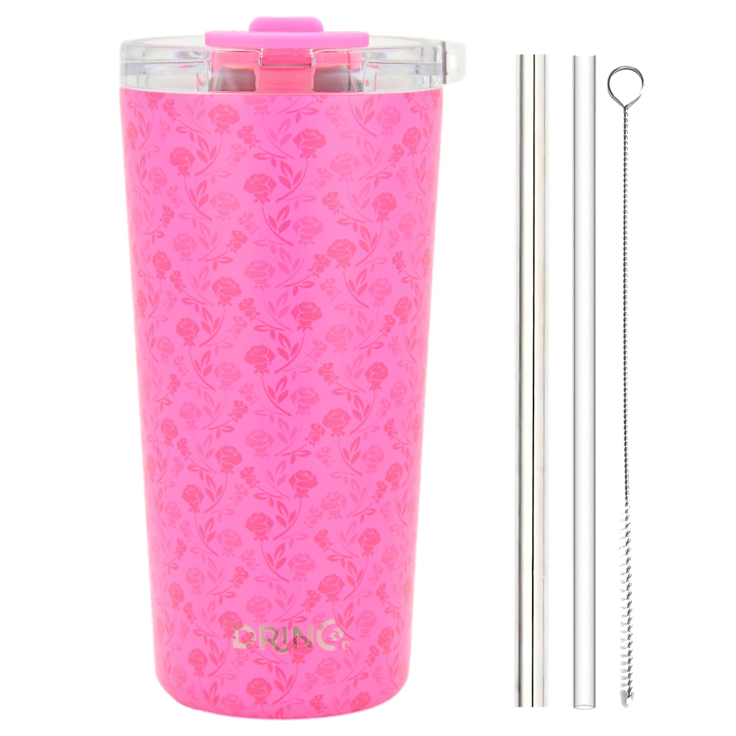 DRINCO® Seattle 20oz Insulated Tumbler Leakproof w/straw-Pink Rose