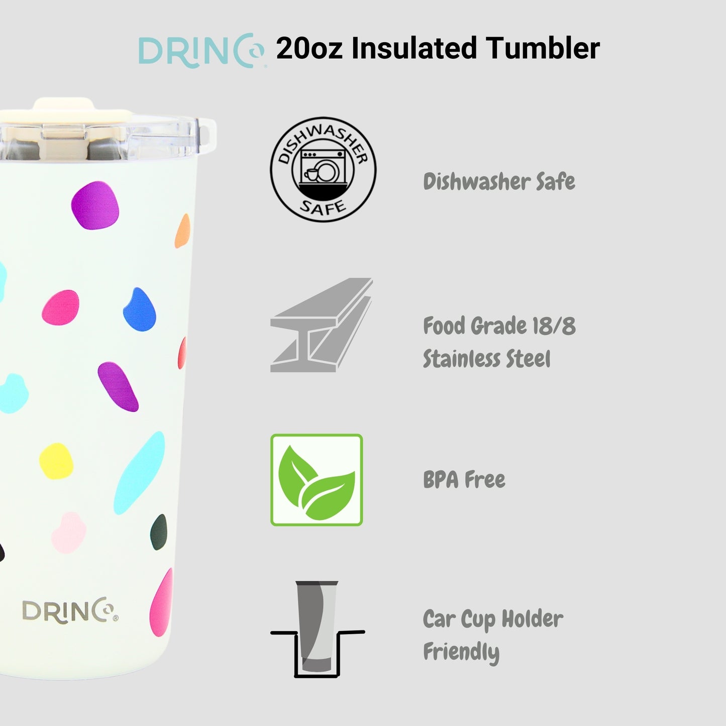 DRINCO® Seattle 20oz Insulated Tumbler Leakproof w/straw-Blots