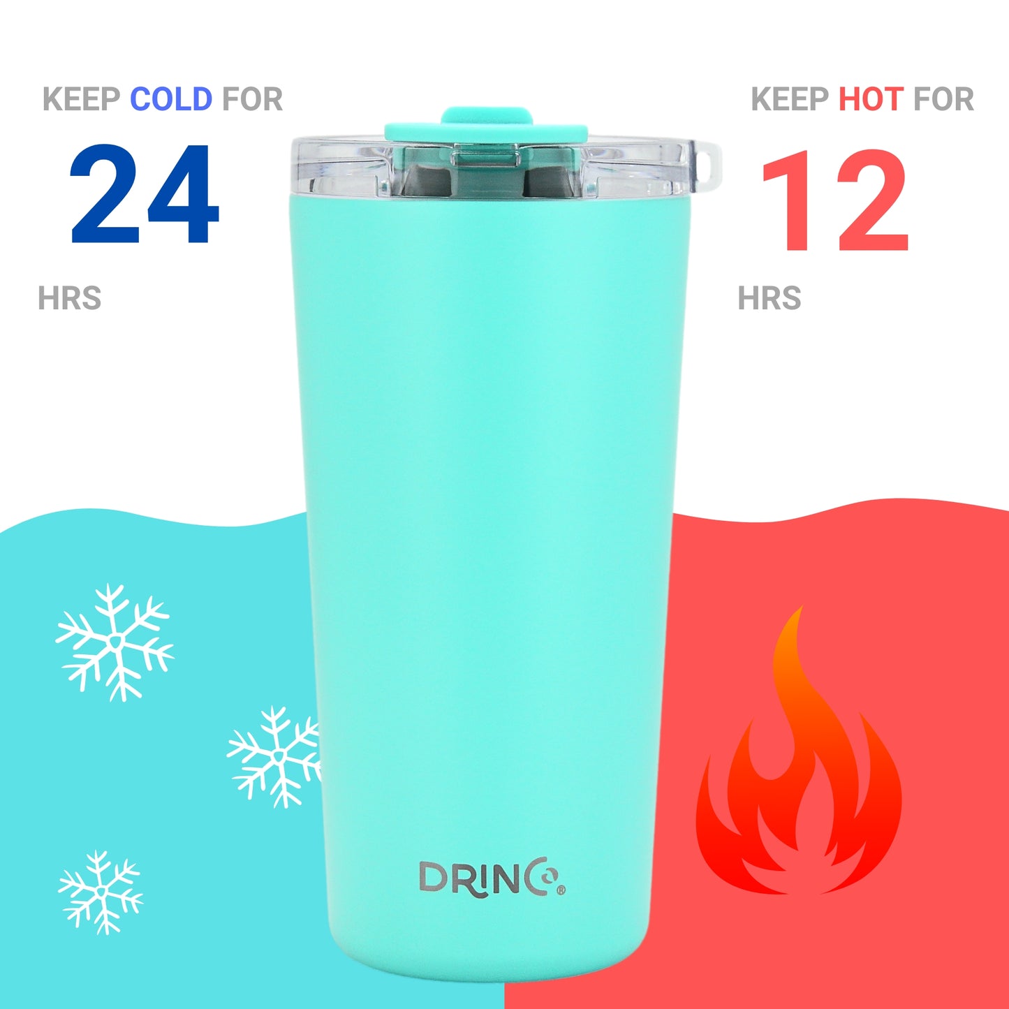 DRINCO® Seattle 20oz Insulated Tumbler Spill Proof Lid w/straw-Teal